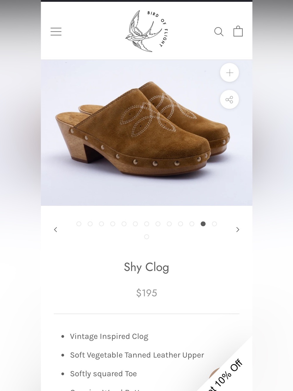 Bird of Flight Shy Clog Suede Studded Tan Women's Clog Mule Size 6 - Picture 9 of 10